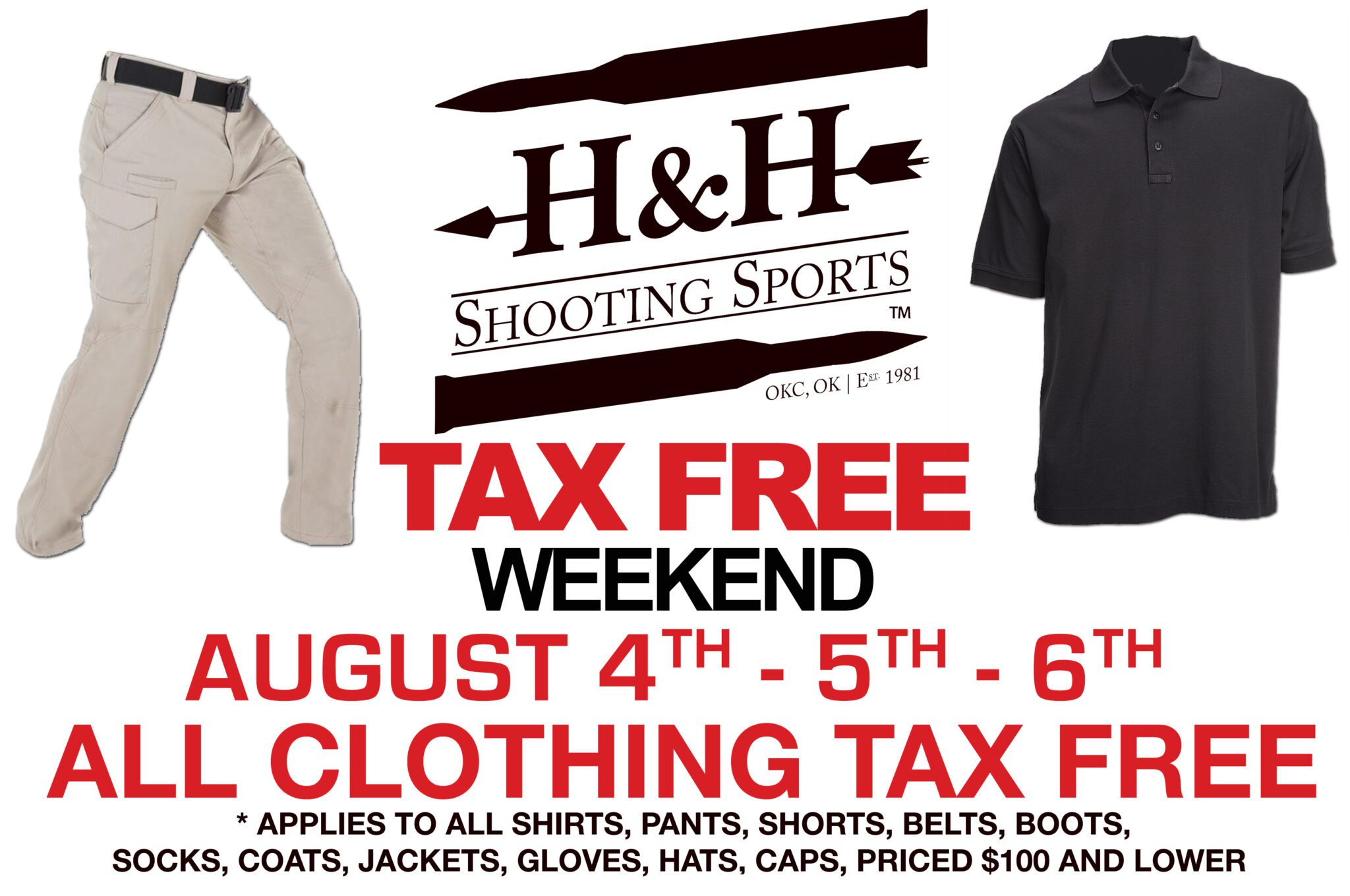 Tax Free Weekend 2023 at H&H Shooting Sports