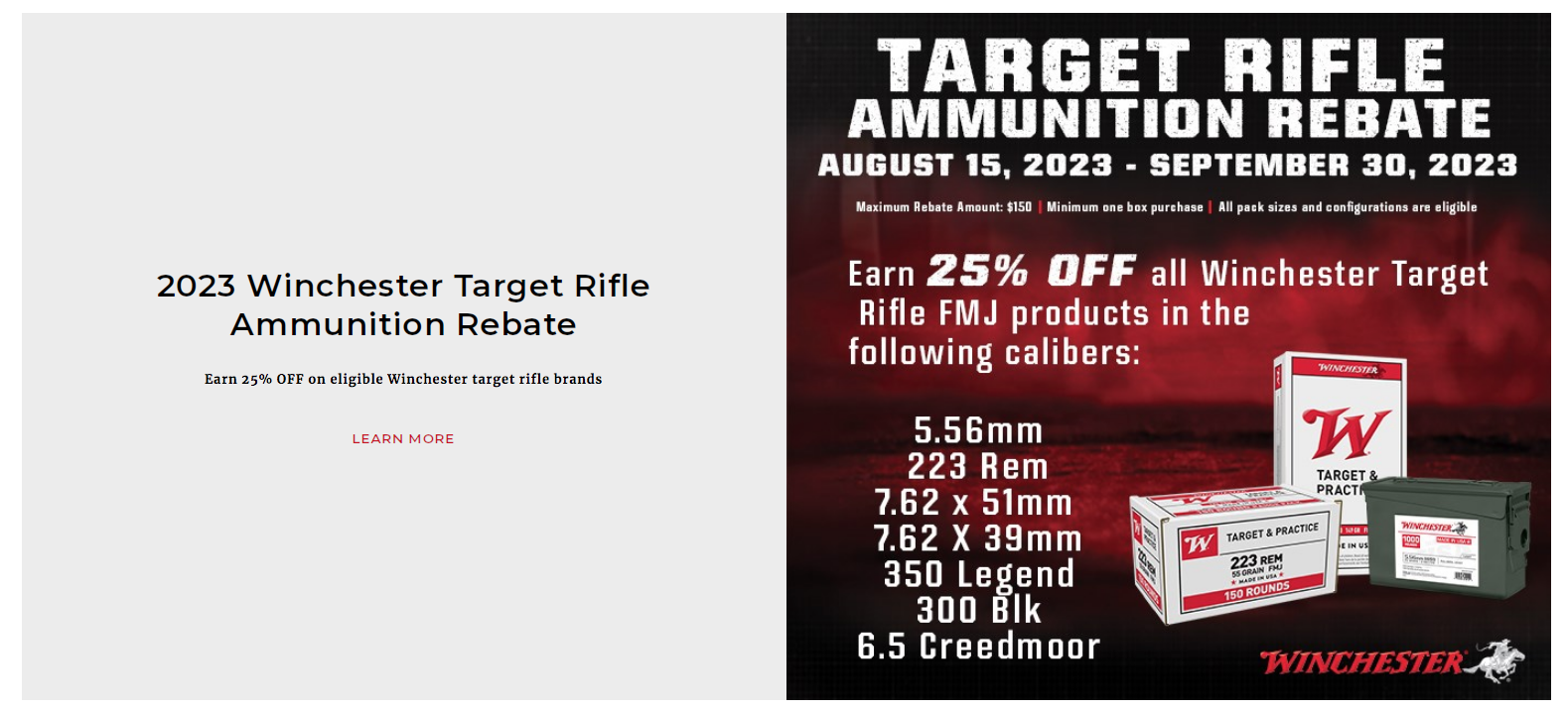 2023 Winchester Target Rifle Ammunition Rebate 8/15/23 – 9/30/23